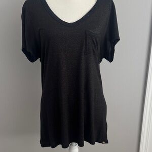 Black with Gold Flecks Low Cut V-Neck Women's Top